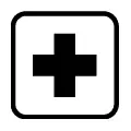 Pictograma vectorial de primeros auxilios. Símbolo de puesto de socorro médico.