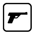 Pictograma vectorial de pistola. Símbolo para cotos de caza o galerías de tiro.