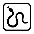 Pictograma vectorial de culebra o serpiente. Peligro por reptiles en senderos.