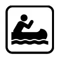 Pictograma vectorial de canoa. Símbolo para alquiler de embarcaciones y remo.