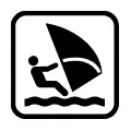 Pictograma vectorial de windsurf. Señalización de deportes de vela y viento.