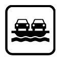 Pictograma vectorial de ferry. Señalización de transporte marítimo y transbordadores.