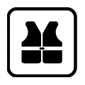 Pictograma vectorial de chaleco salvavidas. Señal de seguridad marítima obligatoria.