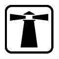Pictograma vectorial de faro. Símbolo de ayuda a la navegación y costa.
