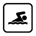 Pictograma vectorial de natación. Icono para piscinas públicas y playas.