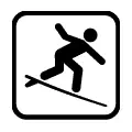Pictograma vectorial de surf. Señal para zonas de olas y escuelas de surf.