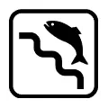 Pictograma vectorial de salmón. Icono de pesca deportiva o fauna fluvial.
