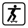 Pictograma vectorial de patinaje sobre monopatín. Símbolo para skatepark y zonas deportivas urbanas.