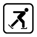 Pictograma vectorial de patinaje sobre hielo. Señalización para pistas de hielo y deportes de invierno.