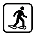 Pictograma vectorial caminando sobre raquetas de nieve. Icono para rutas de invierno y montaña.
