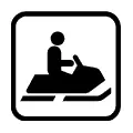Pictograma vectorial de motonieve. Señalización de rutas para vehículos de nieve.