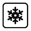 Pictograma vectorial de cristal de hielo. Símbolo de clima frío o zonas de congelación.