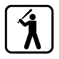 Pictograma vectorial de bateador. Símbolo para campos de béisbol o sóftbol.