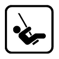 Pictograma vectorial de columpio. Señal de área de juegos infantiles y parques.