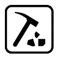 Pictograma vectorial de piqueta. Símbolo de minería o trabajos de montaña.