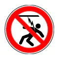 Pictograma vectorial de prohibido el paso por alta tensión. Símbolo técnico de peligro eléctrico.