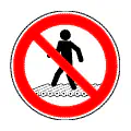 Pictograma vectorial de suelo peligroso. Icono normativo de prohibido pisar por riesgo físico.