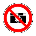 Pictograma vectorial de prohibido cámaras. Gráfico de privacidad y seguridad en zonas restringidas.