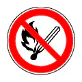 Pictograma vectorial de prohibido encender fuego. Gráfico de seguridad contra incendios forestales e industriales.