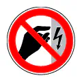 Pictograma vectorial de no tocar tensión eléctrica. Gráfico de peligro de muerte por electrocución.