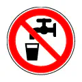 Pictograma vectorial de agua no potable. Símbolo preventivo de salud para fuentes industriales.