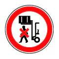 Pictograma vectorial de prohibido situarse bajo la carga. Icono logístico para grúas.