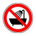 Pictograma vectorial de no usar ducha. Símbolo normativo de restricción de agua.