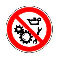 Pictograma vectorial de no reparar en funcionamiento. Símbolo de mantenimiento seguro.