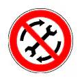 Pictograma vectorial de prohibido mantenimiento en marcha. Gráfico de seguridad.