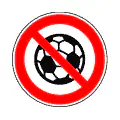 Pictograma vectorial de prohibido jugar pelota. Símbolo de uso de suelo.