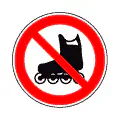 Pictograma vectorial de prohibido patinar. Icono de seguridad en pavimentos.
