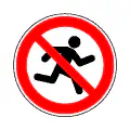 Pictograma vectorial de prohibido correr. Icono de seguridad en pasillos.