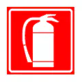 Pictograma vectorial de extintor. Gráfico normativo de equipo de extinción.