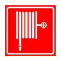 Pictograma vectorial de manguera contra incendios. Icono técnico para señalización.