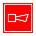 Pictograma vectorial de avisador sonoro. Icono de sistema de alarma industrial.