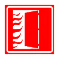 Pictograma vectorial de salida de incendio. Símbolo de emergencia para puertas.