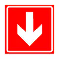 Pictograma vectorial de vía de escape derecha. Gráfico de evacuación segura.