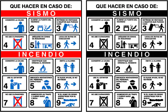 Imágenes vectoriales del cartel Que hacer en caso de sismo, disponibles para descargar.