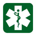 Pictograma vectorial de símbolo de Esculapio. Icono médico de farmacia y medicina.