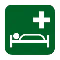 Pictograma vectorial de edificio de hospital. Símbolo de centro sanitario.