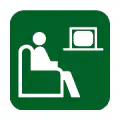 Pictograma vectorial de sala de espera. Símbolo de recepción de pacientes.