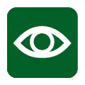 Pictograma vectorial de oftalmología. Icono de revisión de la vista.