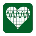 Pictograma vectorial de electrocardiograma. Icono de pruebas de ritmo cardíaco.