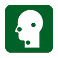 Pictograma vectorial de otorrinolaringología. Icono de salud de oído, nariz y garganta.