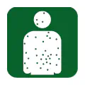 Pictograma vectorial de dermatología. Icono de cuidados de la piel y medicina.