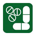 Pictograma vectorial de farmacia. Símbolo de pastillas, comprimidos y medicamentos.