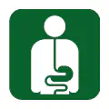 Pictograma vectorial de gastroenterología. Icono de sistema digestivo y estómago.