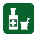 Pictograma vectorial de farmacia. Símbolo de cruz farmacéutica para señalización.