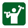 Pictograma vectorial de fisioterapia. Gráfico de rehabilitación y gimnasia médica.