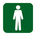 Pictograma vectorial de baño de hombres. Icono de servicios para caballeros.